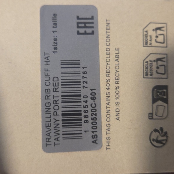 NWT AllSaints Travelling Rib Cuff Beanie – Tawny Port Red - Picture 7 of 7